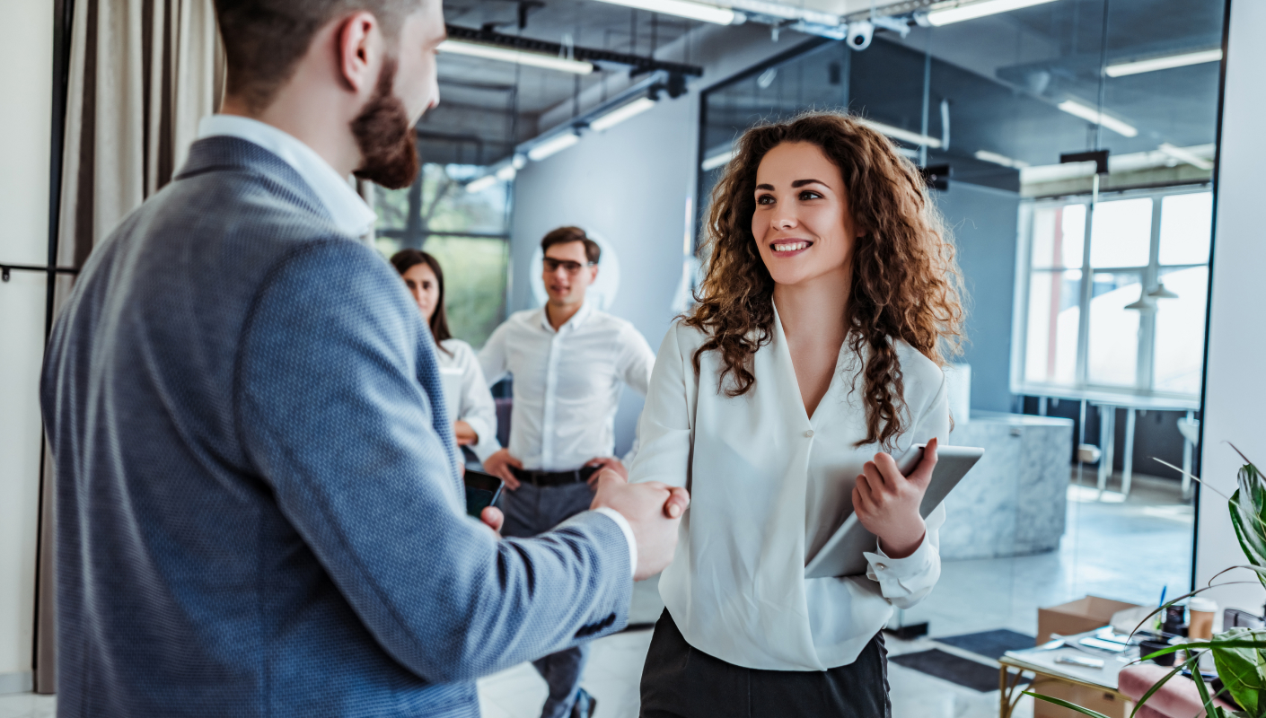 Benefits consultant with client 