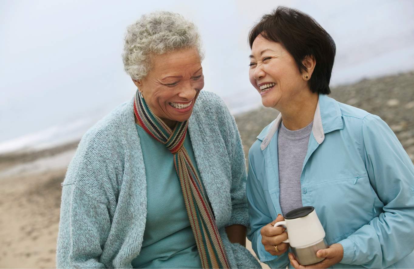 two women laughing