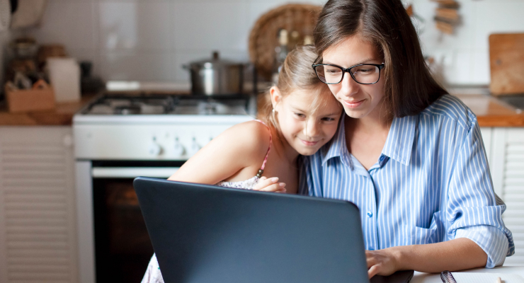 Parent and child using telehealth