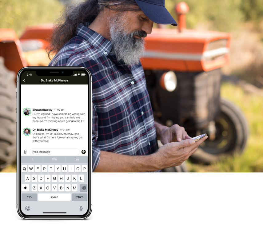 farmer chatting with a doctor