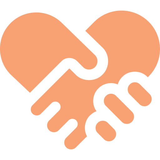 Helping hand and heart icon