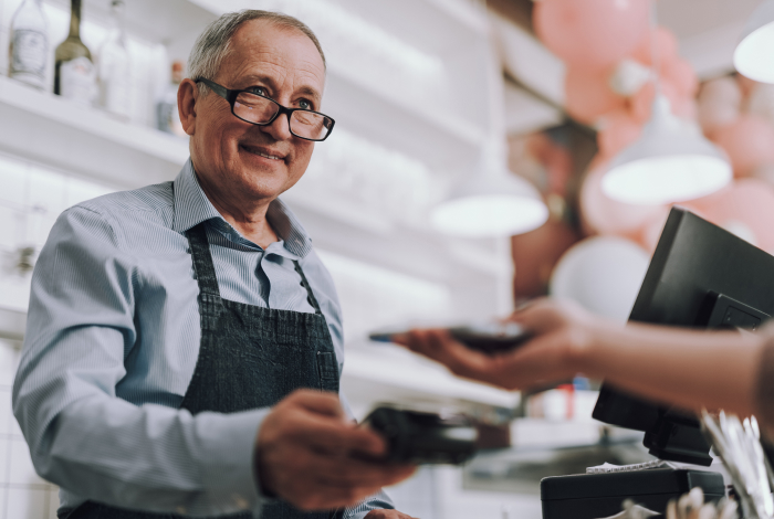 retail worker smiling