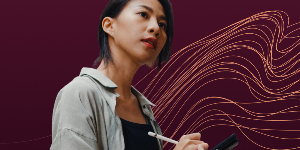 woman looking to the future