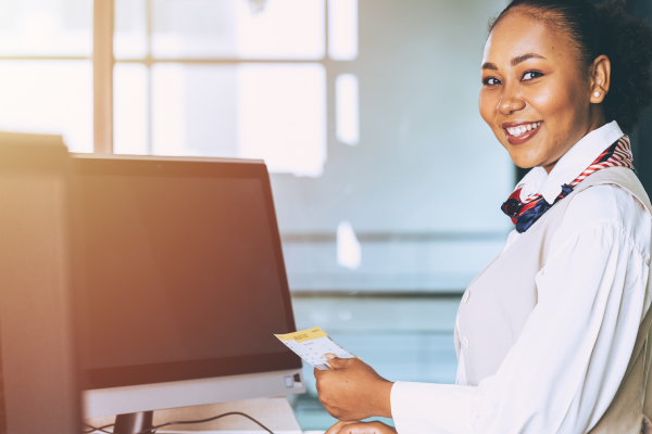 airline worker smiling