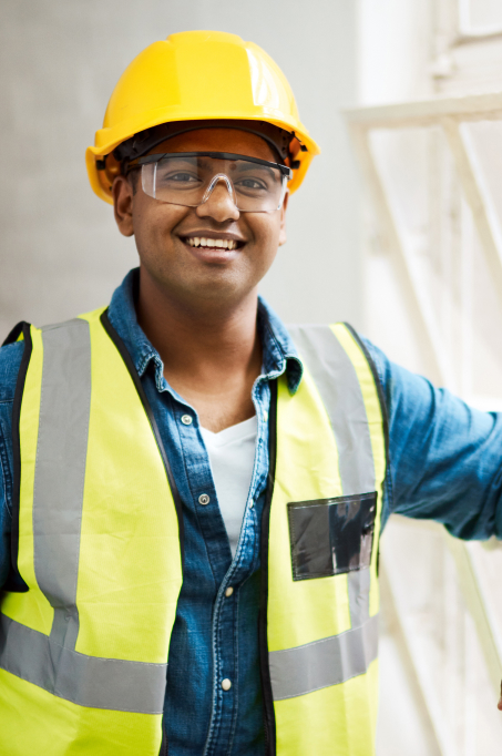 Construction worker smiling