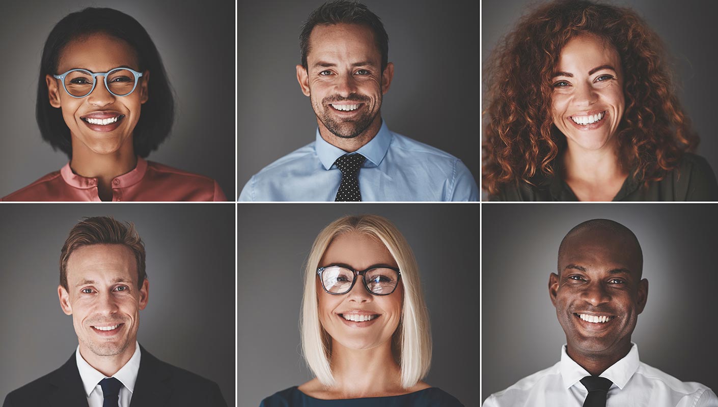 smiling people faces grid