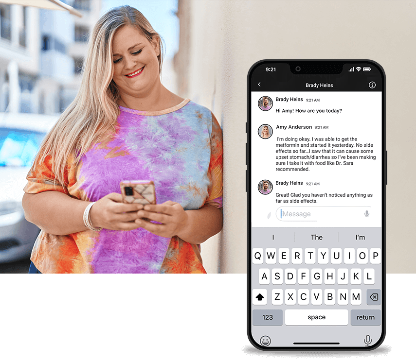 middle aged woman using virtual primary care platform