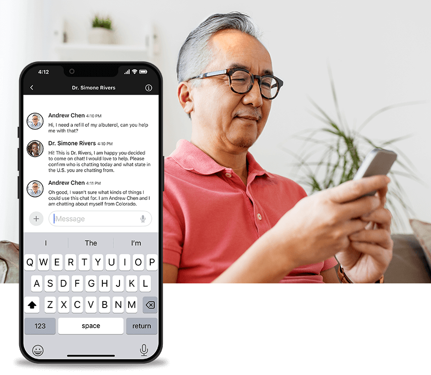 middle aged man using virtual primary care platform