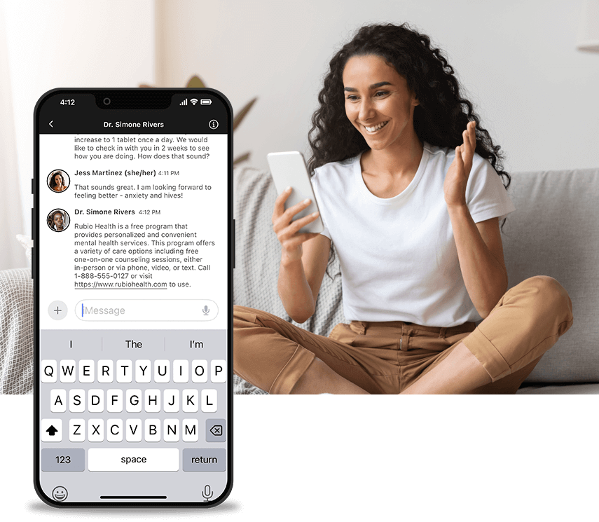 woman using virtual primary care platform