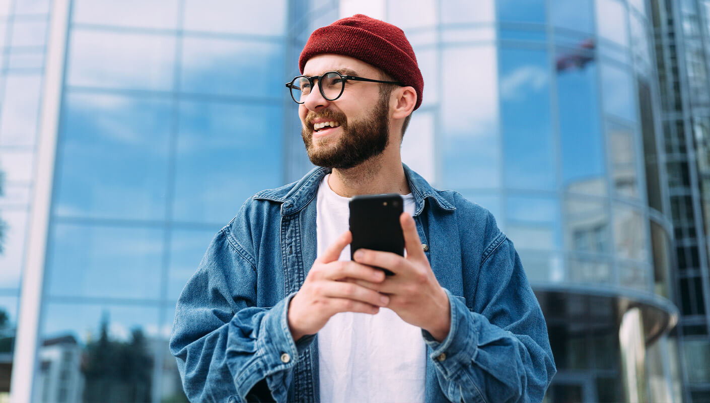 Man using virtual care on mobile phone
